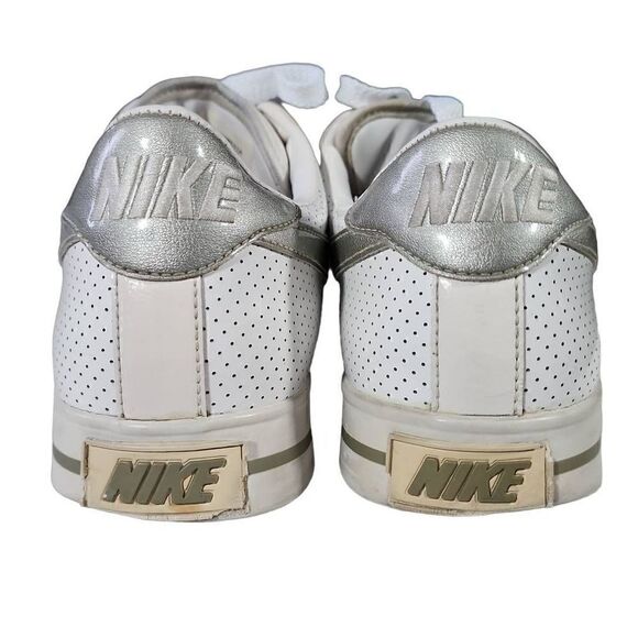 Nike Women's White And Silver Sweet Classic Patent Perforated Sneakers Size 8.5 - Picture 5 of 9